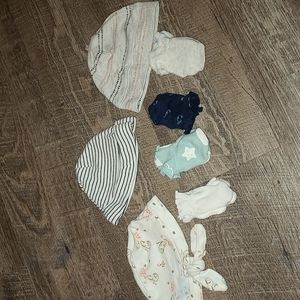 NB girls hats and mittens